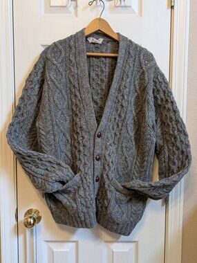 Therese Chang Heavy Weight Gray Wool Cardigan Vintage